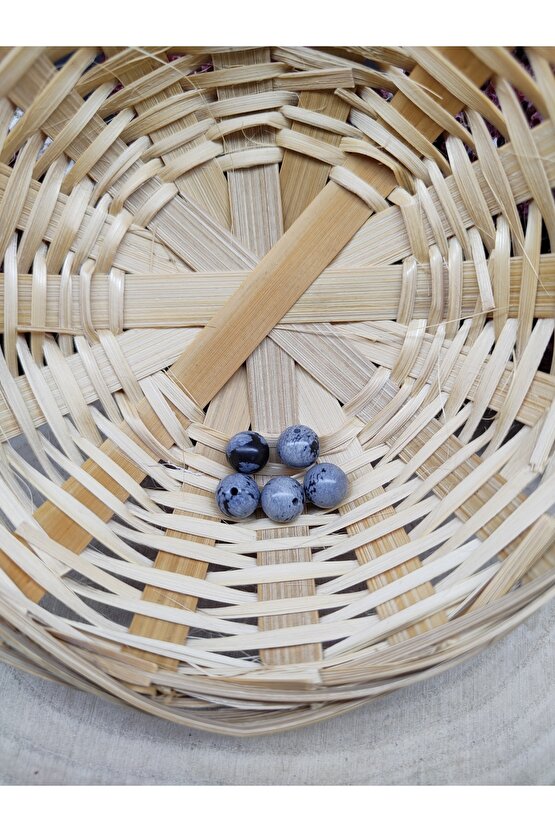 5 Adet Karlı Obsidyen Doğal Taş Boncuk (8 Mm) (sertifikalı)