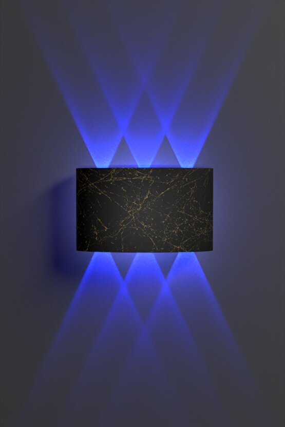 Uranüs Mermer Desen Kasa Mavi Işık Ledli Dekoratif Işık Süzmeli Iç Dış Mekan Modern Aplik