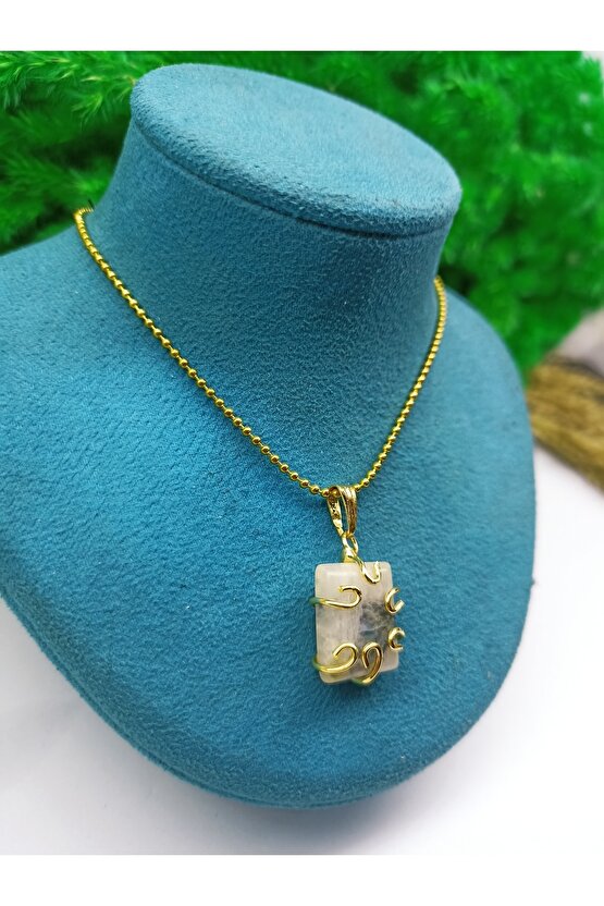 Ay Taşı A Kalite Altın Kaplama Kolye Ucu(sertifikalı)