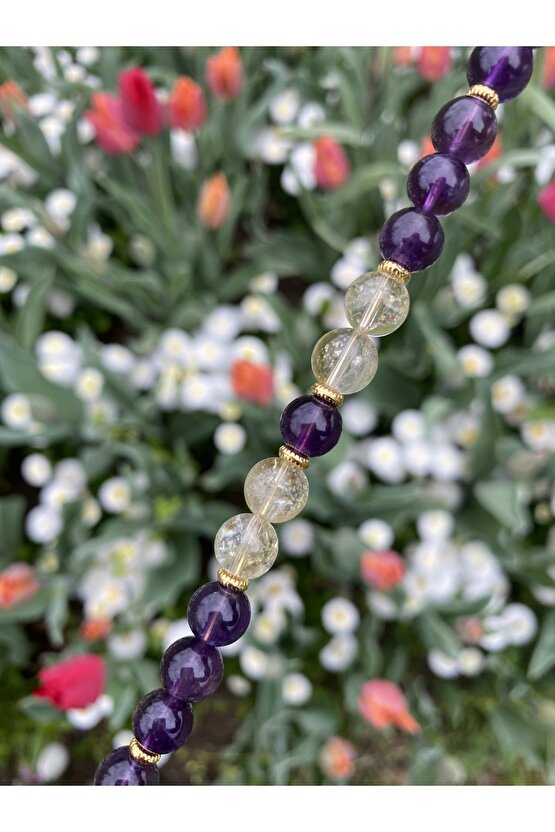 Doğal Taş Bileklik (AMETİST VE SİTRİN TAŞI)