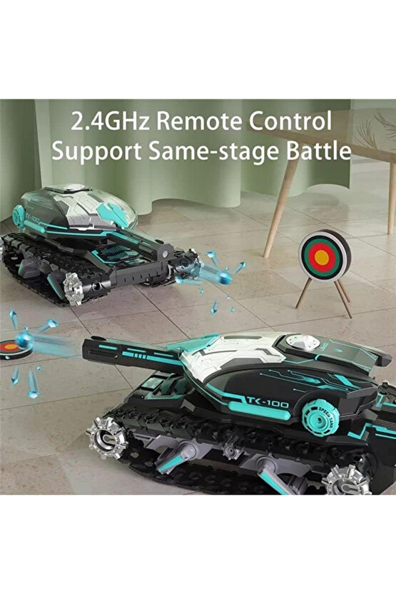 Oyuncak Uzaktan Kumandalı Sesli Ve Işıklı 2.4 Ghz Su Bombası Atan Tank