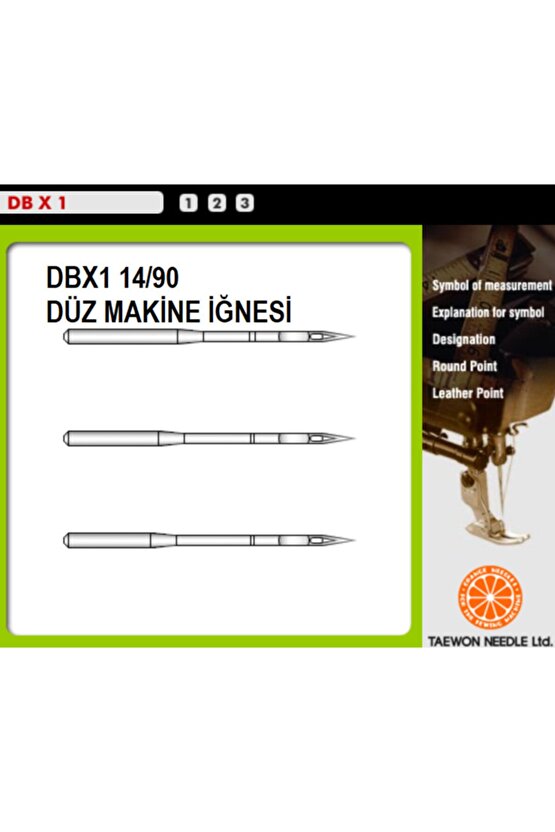 Sanayi Düz Makine Iğnesi 10 Adet No 1490 Dbx1 Made In Korea Dbx1 14
