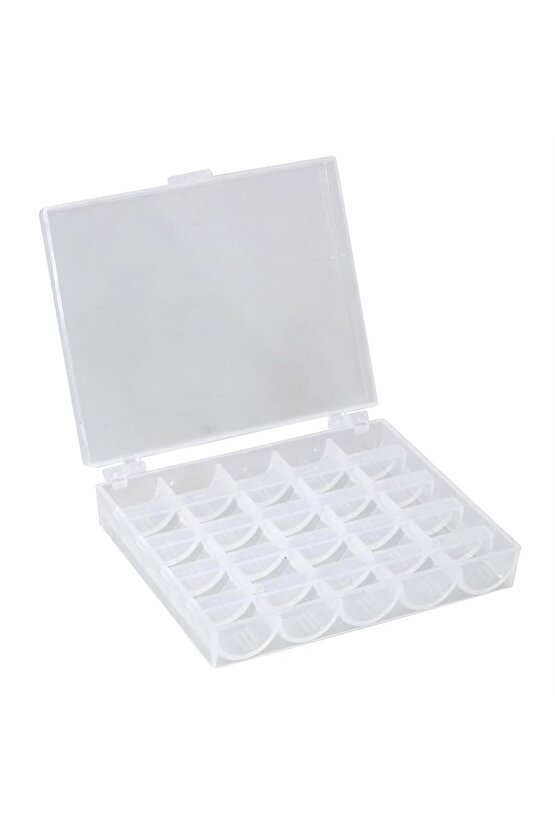 Ev Tipi Aile Dikiş Makinesi 25 li Şeffaf Masura Saklama Kutusu