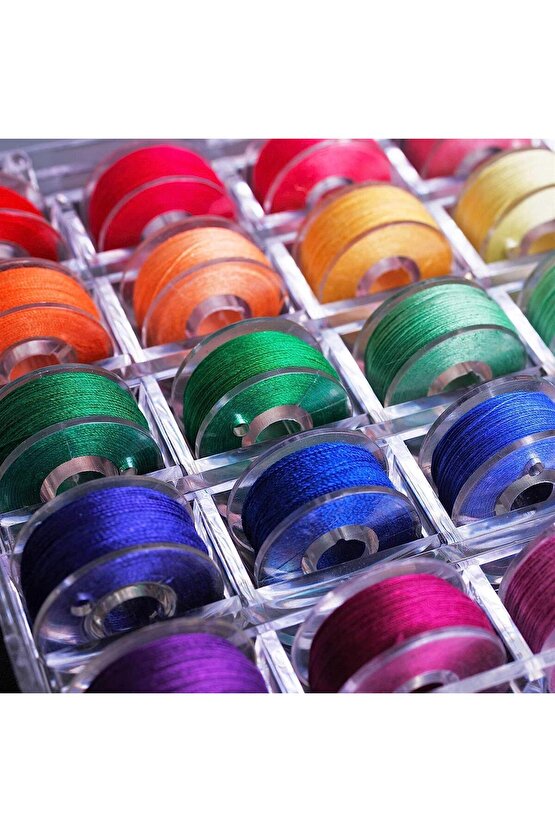 Ev Tipi Aile Dikiş Makinesi 25 li Şeffaf Masura Saklama Kutusu