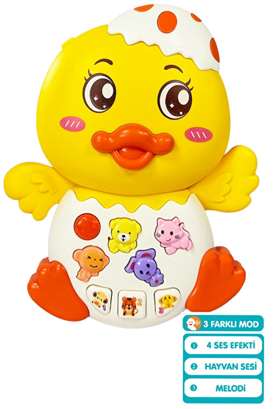 Oyuncak Işıklı ve Müzikli 3 Modlu 4 Farklı Hayvan Sesi ve Melodi Çalan Eğitici Tırtıl Ördek Piyanosu