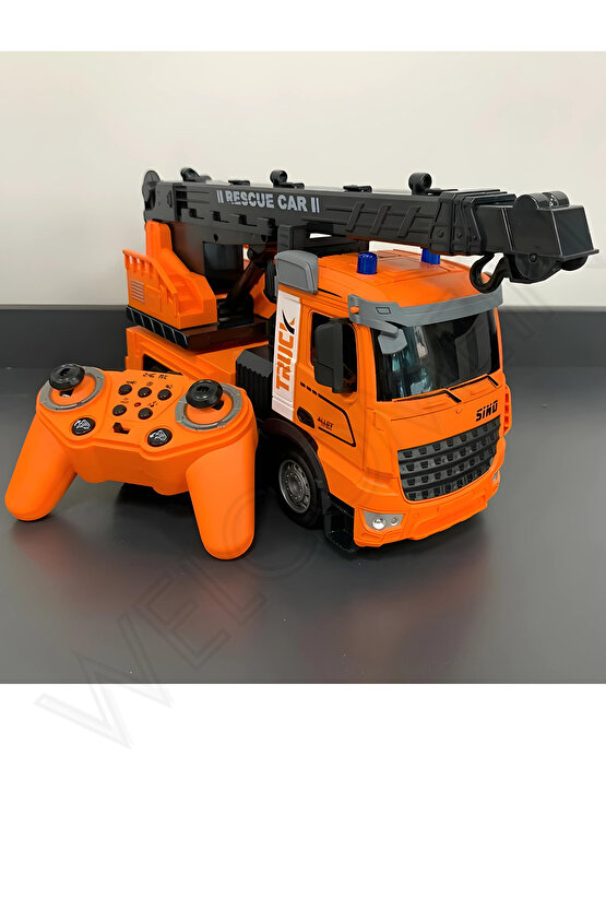 Oyuncak 2.4GHz Full Fonksiyon Uzaktan Kumandalı 1:12 Ölçek Işıklı ve Sesli Şarjlı Vinç İnşaat Aracı