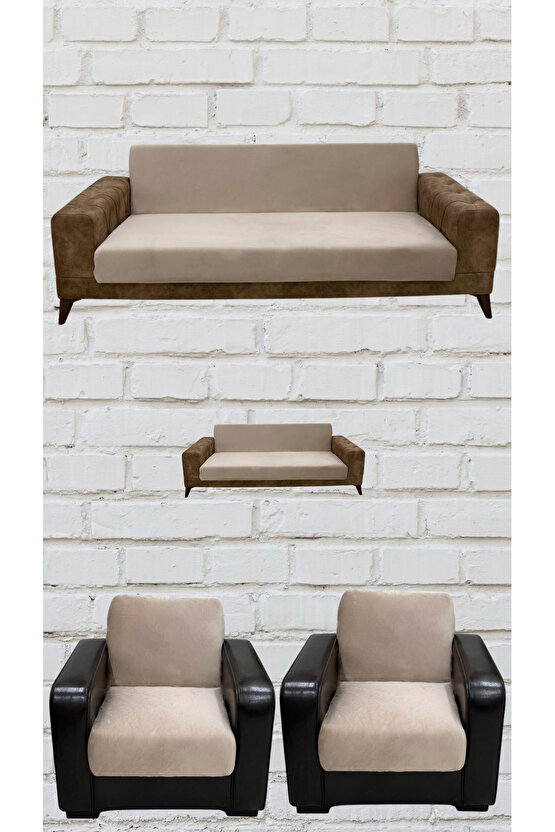 3+2+1+1 İtalyan Süet Kolsuz Koltuk Örtüsü ( RENK)