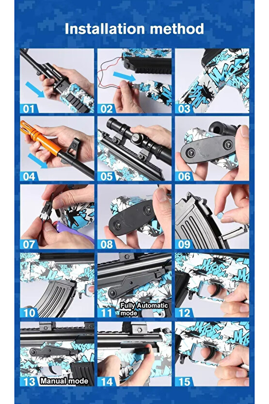 Jel Boncuk Atan Oyuncak Tüfek Su Jeli Topu Atıcı Tüfek Tabanca Buharlı ve Ateş Efektli