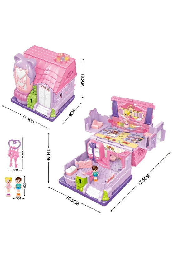 Oyuncak Işıklı Müzikli Aksesuarlı Ev Serisi Açılıp-Katlanır Evcilik Seti