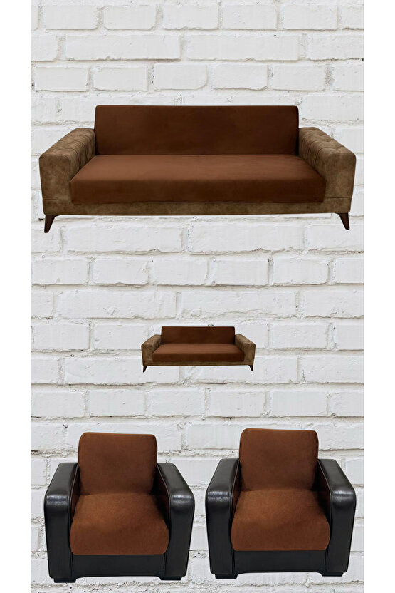 3+2+1+1 İtalyan Süet Kolsuz Koltuk Örtüsü ( RENK)