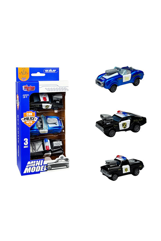 Oyuncak 3 Parça Çek Bırak Mini Model Metal Clasic Araba 1:64 Ölçek Kutulu