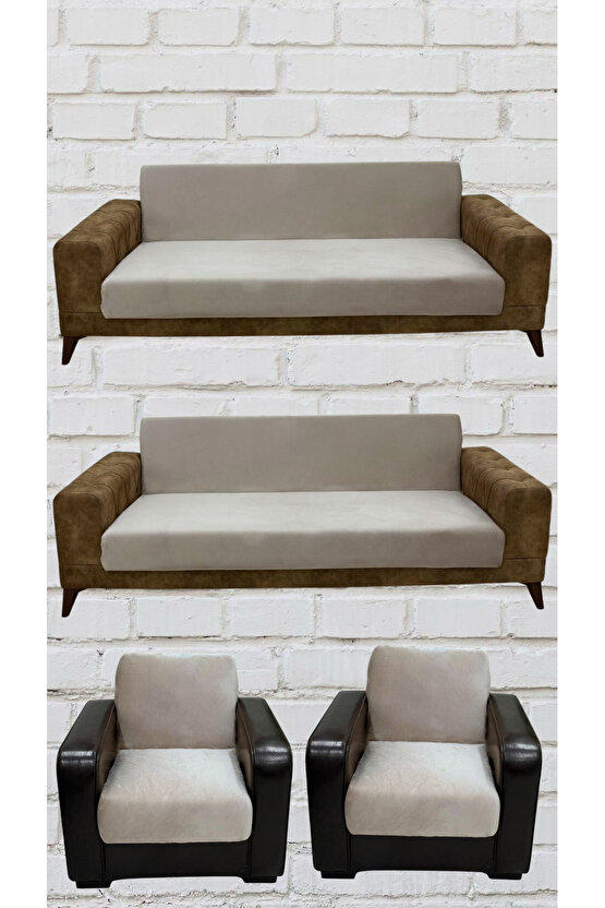 3+3+1+1 İtalyan Süet Kolsuz Koltuk Örtüsü (ZÜMRÜT YEŞİLİ RENK)