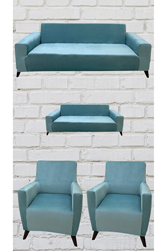 3+2+1+1 İtalyan Süet Koltuk Örtüsü (MİNT RENK)