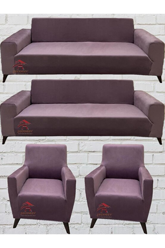 3+3+1+1 İtalyan Süet Koltuk Örtüsü(GÜLKURUSU )