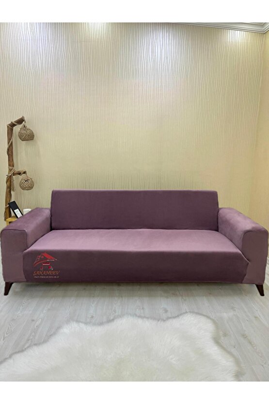 3+3+3 İtalyan Süet Koltuk Örtüsü(GÜLKURUSU RENK)