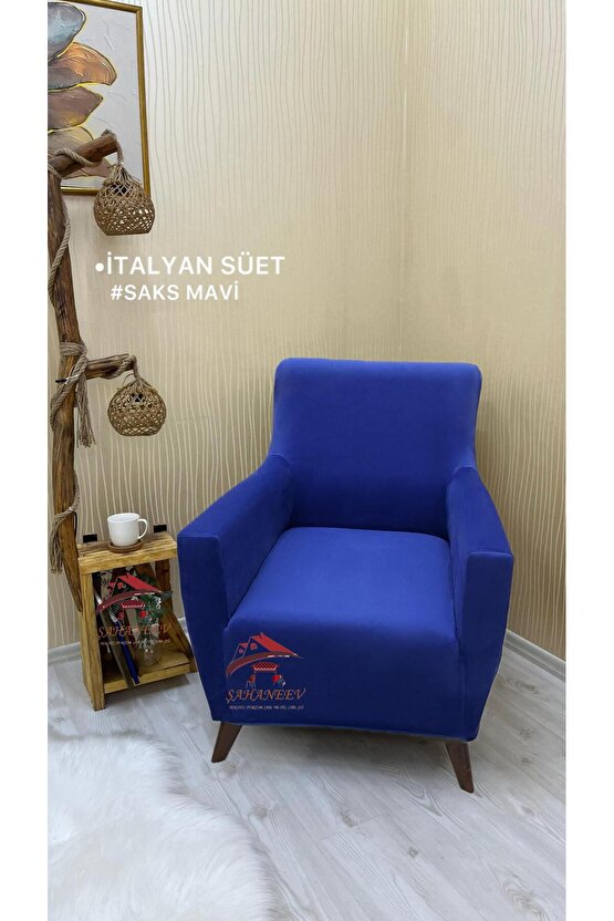 3+3+3 İtalyan Süet Koltuk Örtüsü(SAKS MAVİ RENK)