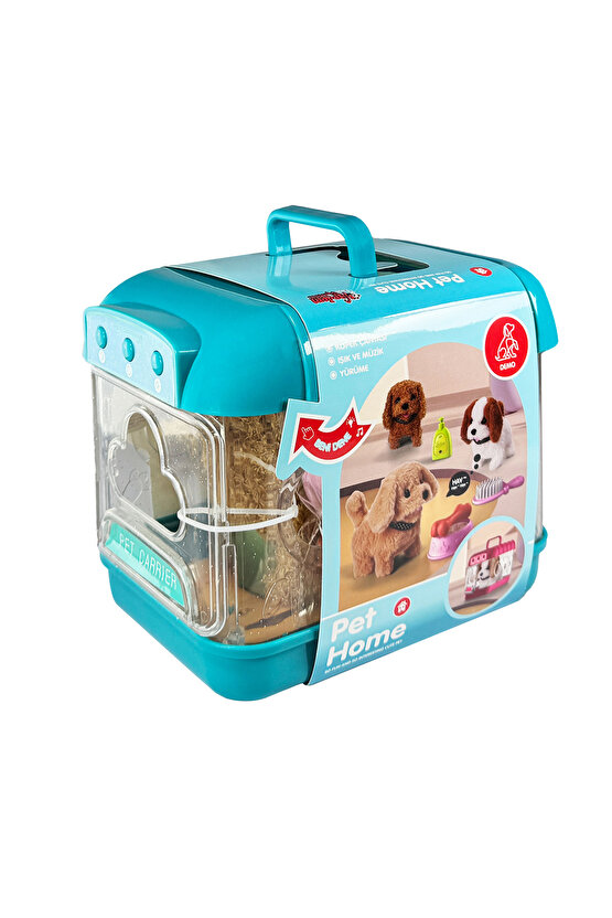 Hareketli Köpek ve Işıklı Sesli Şeffaf Kafes Seti