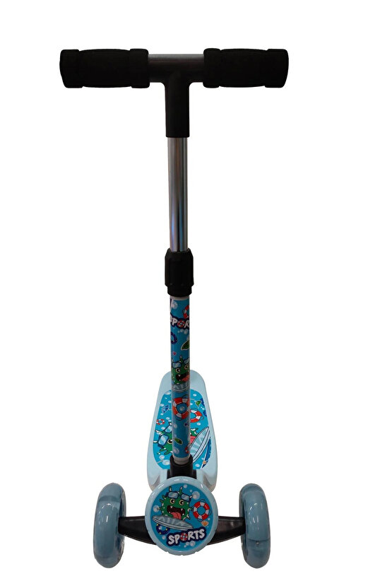 Yüksekliği Ayarlanabilen (67-73 Cm) Led Işıklı 3 Tekerli Scooter (Kask Dahil Değildir)