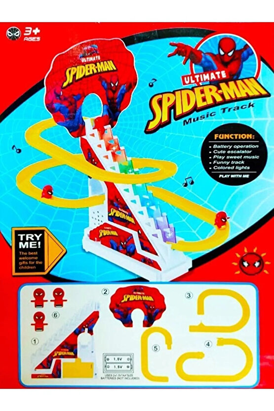 Örümcek Adam Merdiven Dön Dolaş Pilli Işıklı Yarış Merdiven Örümcek Eğitici Aktivite Oyun Seti