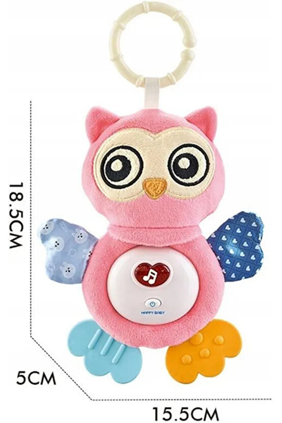 Oyuncak Işıklı Ve Sesli Diş Kaşıyıcılı Peluş Uyku Arkadaşı Bebek Baykuşu