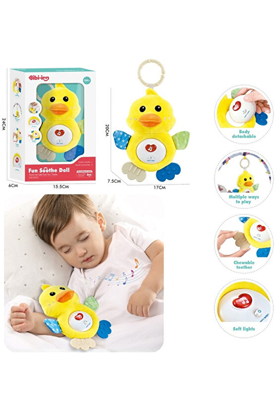 Oyuncak Sesli ve Işıklı Uyku Arkadaşı Diş Kaşıyıcılı Peluş Bebek CivCiv