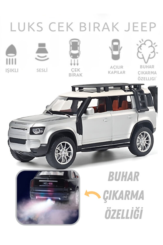 Çek-Bırak Lüks Range, Buhar Çıkaran Sesli Işıklı Kapıları ve Bagajı Açılabilen Oyuncak Araç Die-Cast