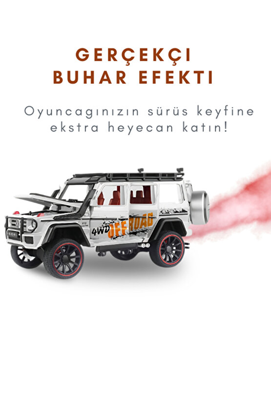 Çek-Bırak Lüks G Kasa Buhar Çıkaran Sesli Işıklı Kapıları ve Bagajı Açılabilen Oyuncak Araç Die-Cast