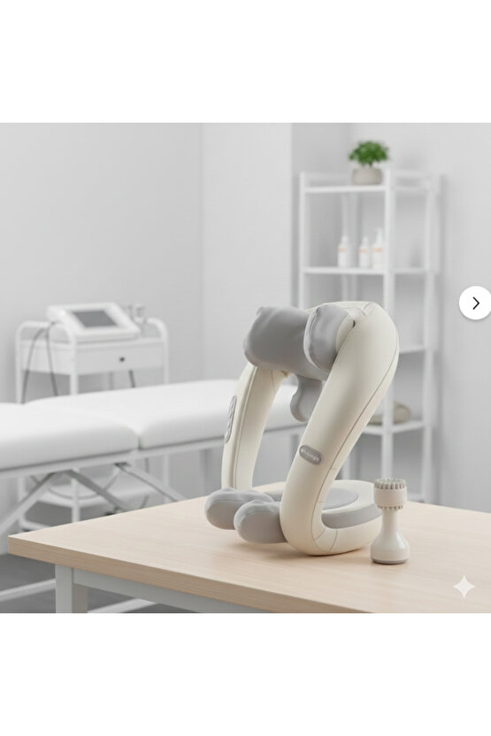 Elektrikli ısıtmalı ovmalı boyun ve sırt masaj cihazı kablosuz bej rengi