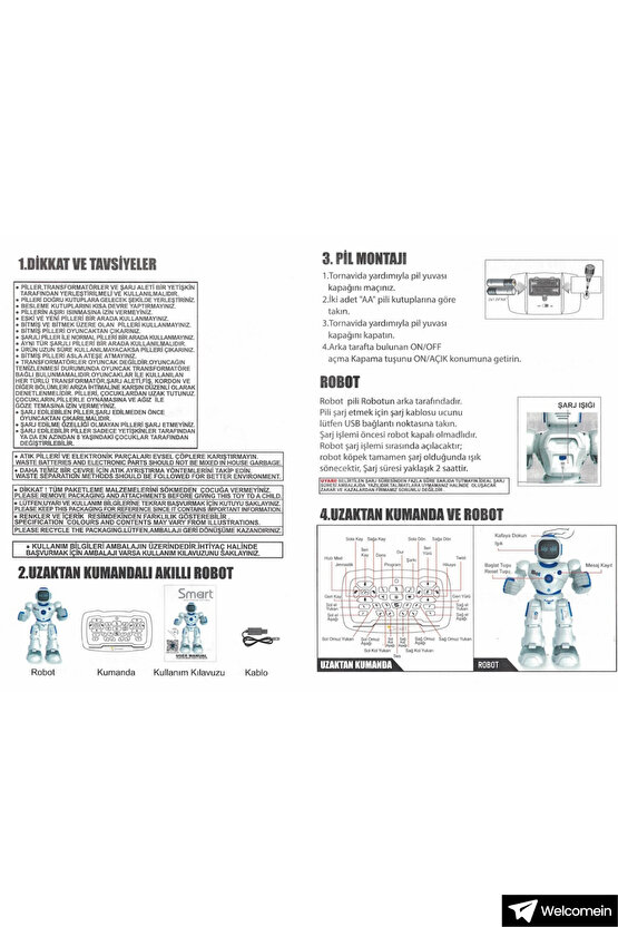 Eğlendirici Akıllı Kumandalı Şarjlı İnteraktif Akıllı Büyük Robot Müzik Hikaye ve Eğitici Özellikler