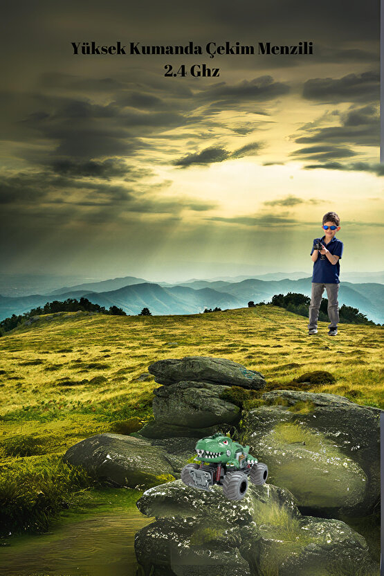 Oyuncak Uzaktan Kumandalı Full Fonksiyon 2.4G Süspansiyonlu BigFoot Dinozor Rock Crawler Araba