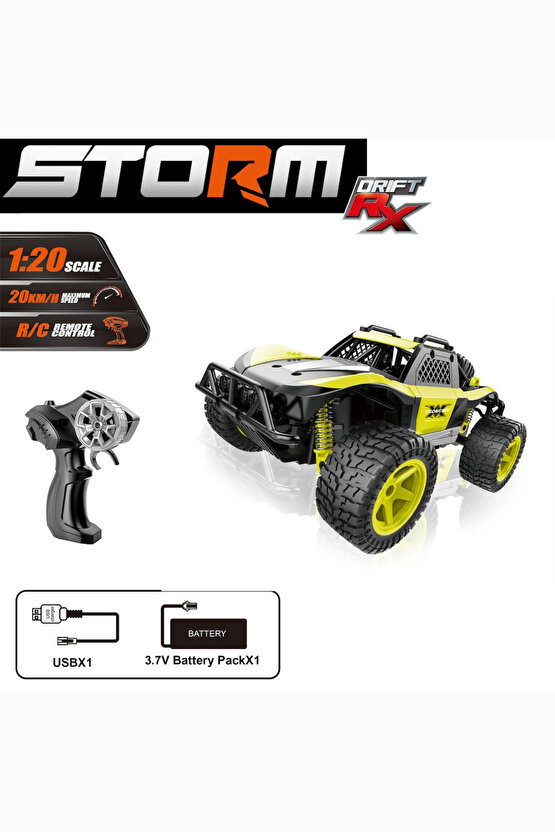 Oyuncak Rock Crawler Uzaktan Kumandalı Full Fonksiyon 2.4Ghz Şarjlı 1:20 Storm Drift Araba 20 Km Hız