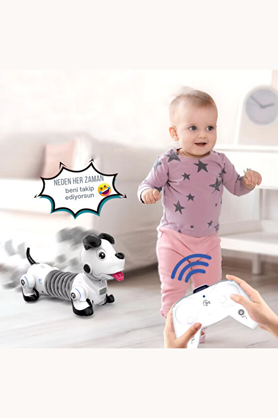 Oyuncak Uzaktan Kumandalı Işıklı ve Sesli Sevimli Akıllı Köpek Uzayıp Kısalabilen Aktivite Oyuncağı