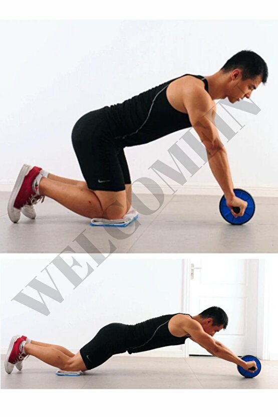 Ab Wheeler Tekerlek Matlı Fitness Kondisyon Mekik Spor Aleti Karın Kol ve Bacak Kası Etkili