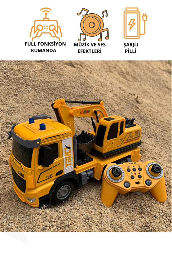 Oyuncak 2.4GHz Fıll Fonksiyon Uzaktan Kumandalı 1:12 Ölçek Işıklı ve Sesli Şarjlı Kepçe İnşaat Aracı