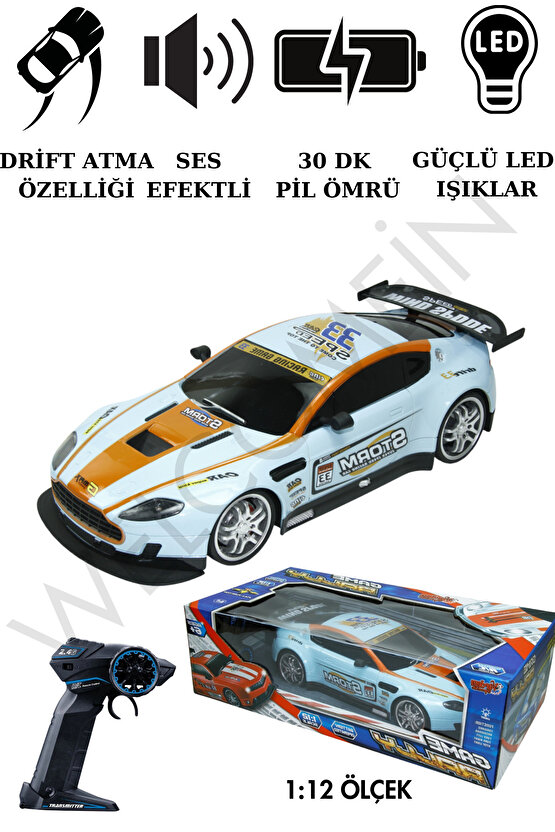Oyuncak Kutulu Uzaktan Kumandalı Drift atabilen Full Fonksiyon Şarjlı Işıklı 1:12 Ralli Arabası