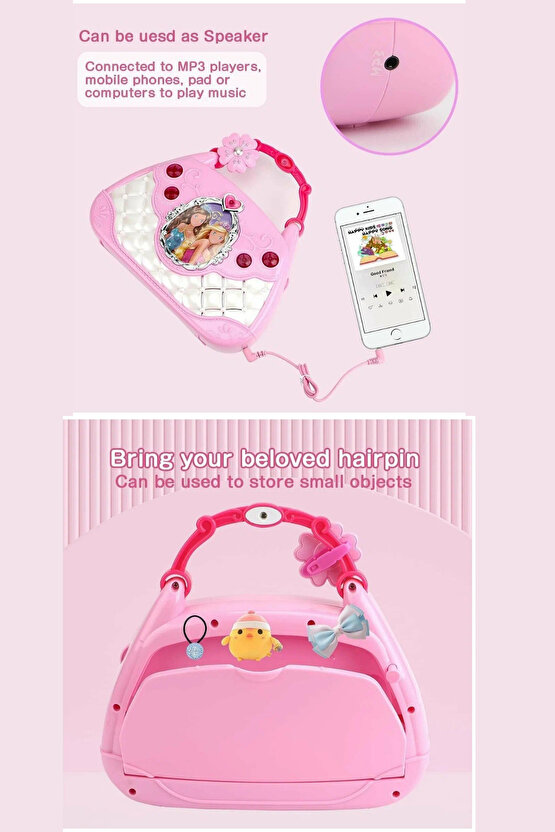 Çocuklar için Oyuncak Mikrofonlu Mp3 Çalar Karaoke Parti Müzikleri El Çantası