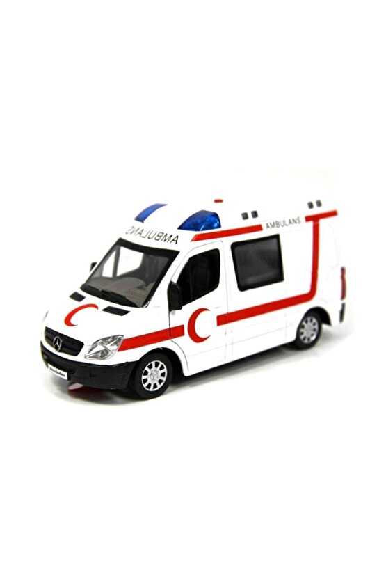 Metal Kutulu Ambulans Sesli Ve Işıklı Çek Bırak Oyuncak Ambulans