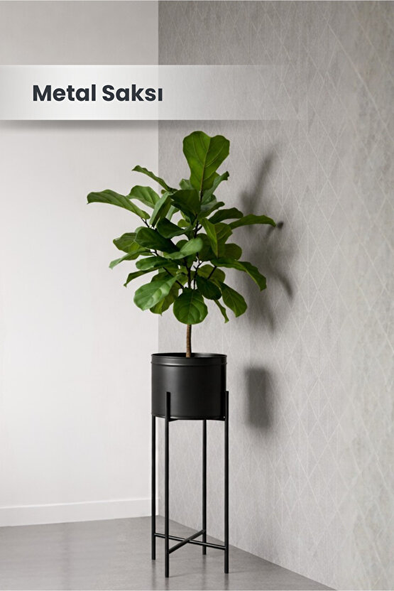 Siyah Dekoratif Ayaklı Metal Çiçeklik | 64 Cm Saksılık