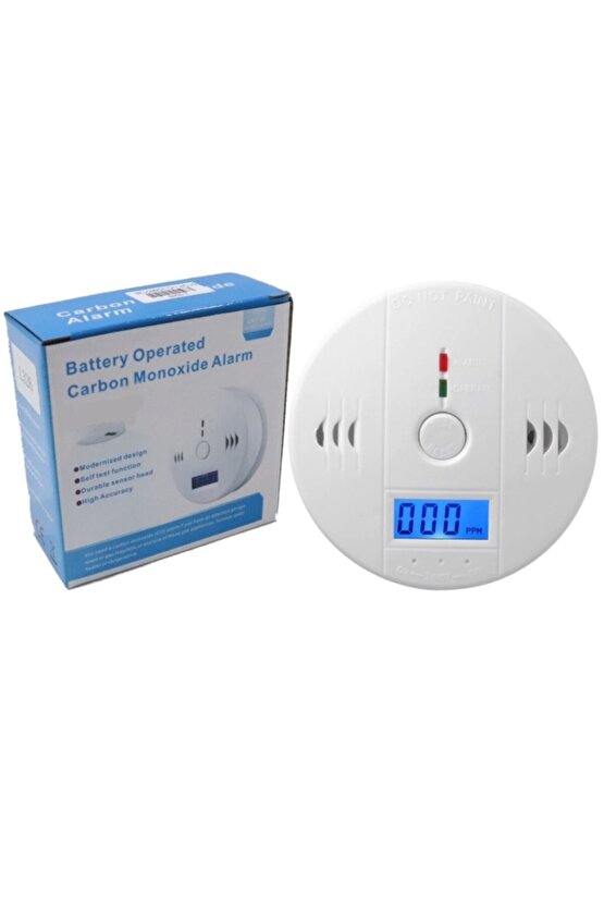 Lcd Ekran Duman Dedektör Alarm Cihazı Karbonmonoksit Dedektörü Kablosuz Pilli Duman Dedektörü