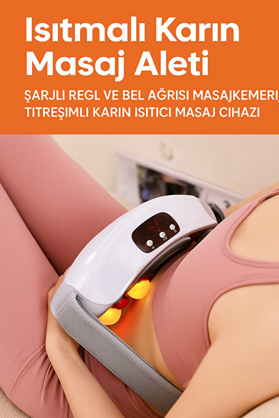 Isıtmalı Bian Taşı Karın Masaj Aleti – Şarjlı Regl, Bel ve Mide Ağrısı İçin Titreşimli Masaj Kemeri