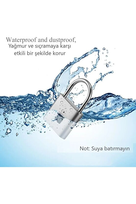 Parmak İzi ile Çalışan Şarjlı Asma Kilit Akıllı ve Güvenli Kilitleme Çözümü Su Geçirmez Anahtarsız