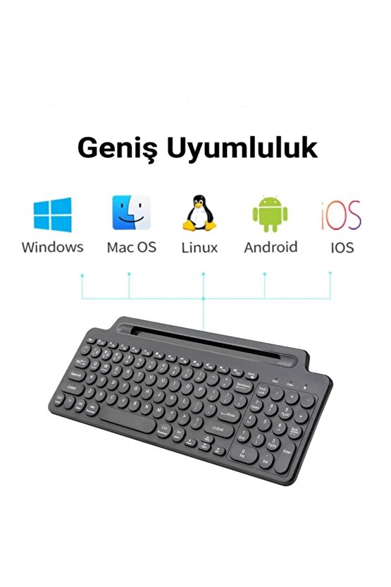 Bluetooth&Wireless Kablosuz Standlı Klavye Tablet Telefon Pc Tv Laptop Mac Uyumlu Numerik Sessiz Tuş