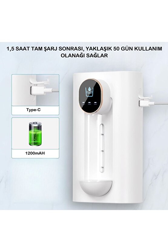 Otomatik Ağız Bakım Suyu Gargara Dispanseri 3 Modlu Şarjlı 540ml Kapasiteli 2 Manyetik Bardak