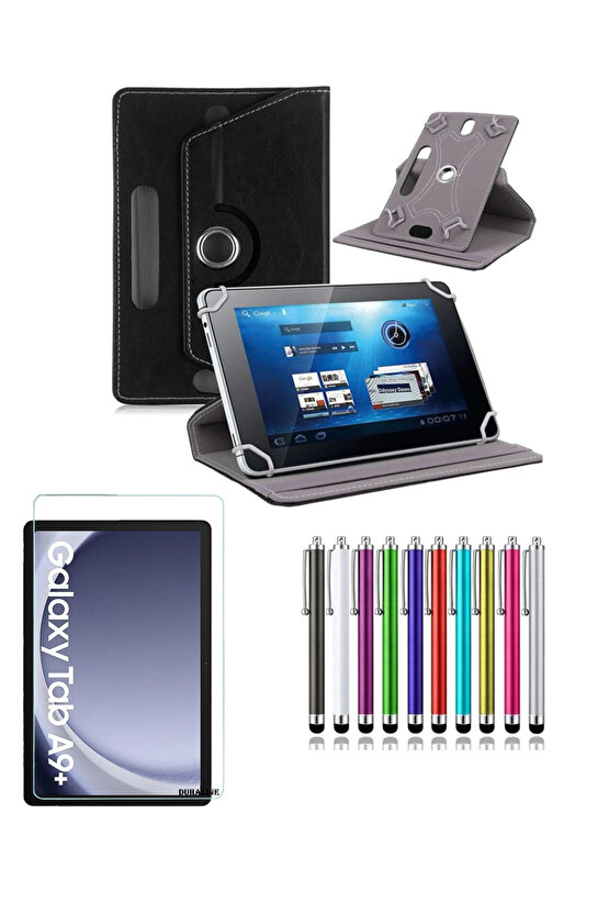 Samsung Galaxy Tab A9 Plus 11 İStandlı Tablet Kılıfı + Kırılmaz Ekran Koruyucu+ Dokunmatik Kalem