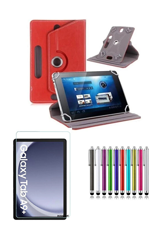 Samsung Galaxy Tab A9 Plus 11 İStandlı Tablet Kılıfı + Kırılmaz Ekran Koruyucu+ Dokunmatik Kalem