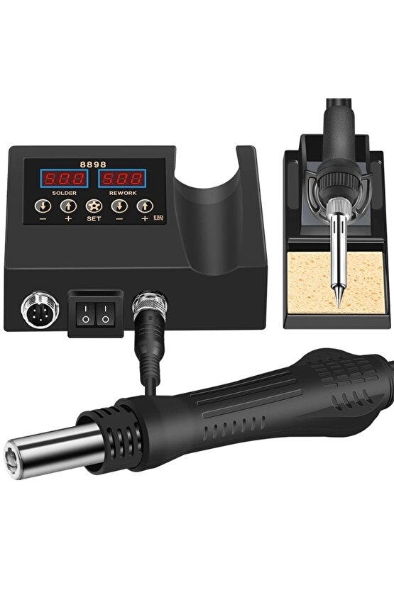 Sıcak Hava Üflemeli Havya İstasyonu Dijital Ekran 2in1 Lehim Makinesi ve Hava Tabancası