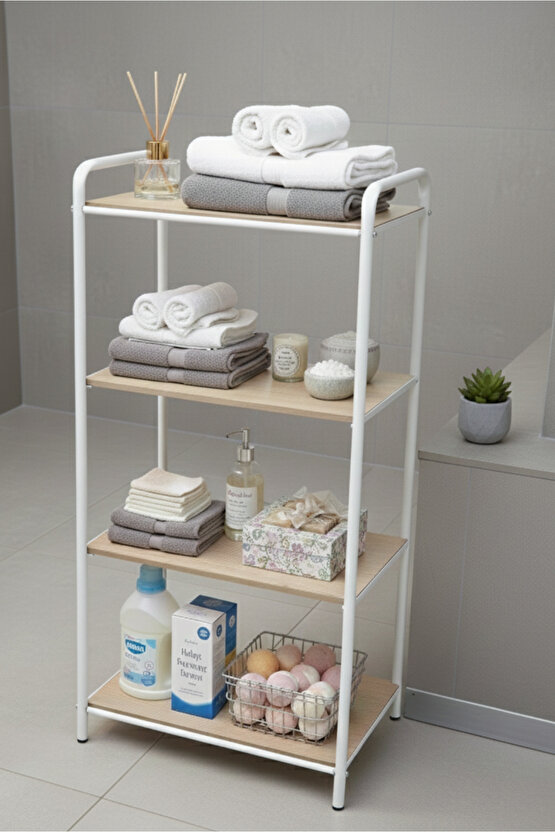 Banyo Düzenleyici Raf Banyo Organizeri Deterjanlık Şampuanlık Banyo Dolabı Beyaz