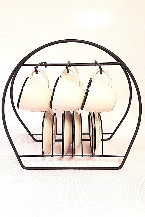 Ntc Metal 6 Kancalı Şık Fincan Askılığı | Bardak Standı Kahve Fincanı Standı Fincanlık