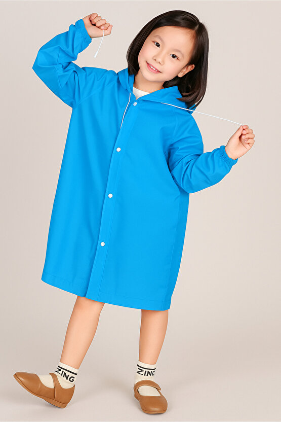 Çocuk Boy Eva Su Geçirmez Kaliteli Uzun Yağmurluk