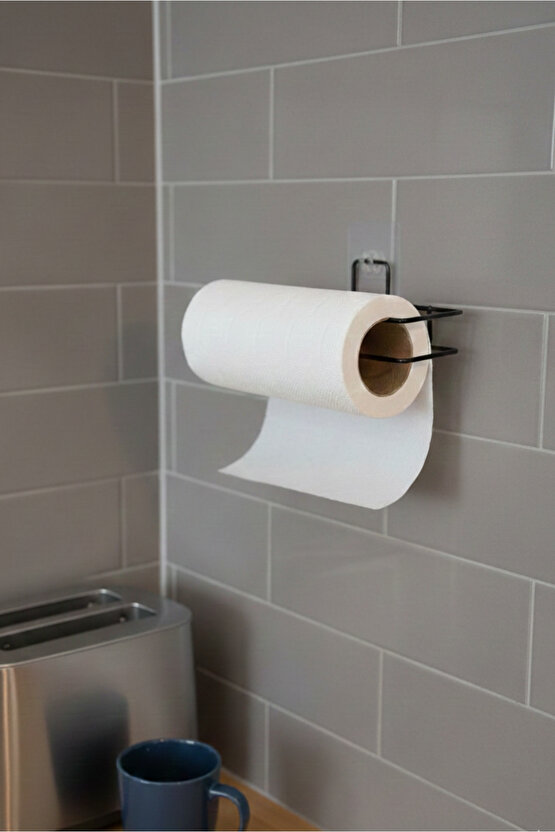 Kendinden Yapışkanlı Metal Rulo Kağıt Havluluk - Banyo Mutfak Havluluğu - Siyah